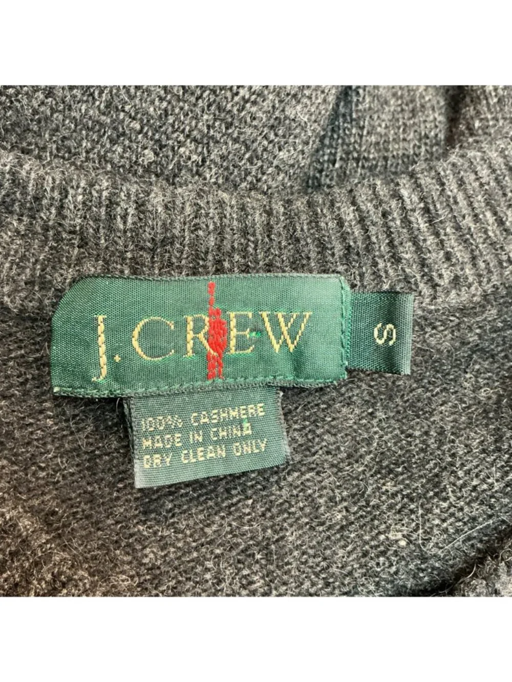 J. Crew 100% Cashmere V-Neck Sweater Mens Small Dark Gray